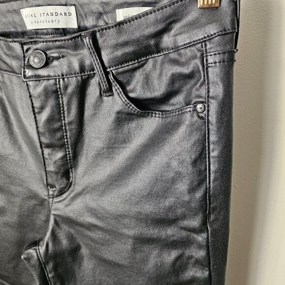 EUC SOCIAL STANDARD BY SANCTUARY ANKLE SKINNY BLACK COATED TWILL PANTS SIZE 6 - Picture 8 of 14